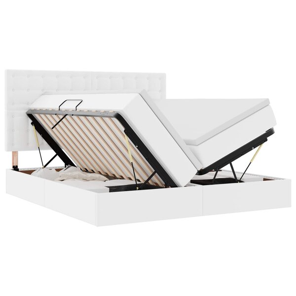 vidaXL Lit avec rangement et LED Blanc pur 180 x 200 cm Simili cuir