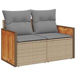 vidaXL Salon de jardin avec coussins 7 Pièces beige résine tressée acacia