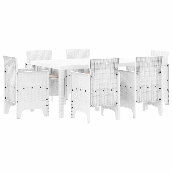 vidaXL Ensemble de salle à manger pour jardin 7 Pièces Blanc Rattan Polt