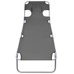 vidaXL Chaise longue pliable et coussin de tête Dossier réglable Gris