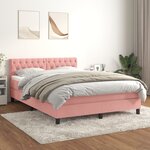 vidaXL Sommier à lattes de lit avec matelas Rose 140x190 cm Velours