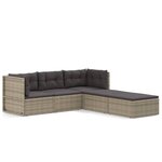 vidaXL Salon de jardin 5 Pièces avec coussins Gris Résine tressée
