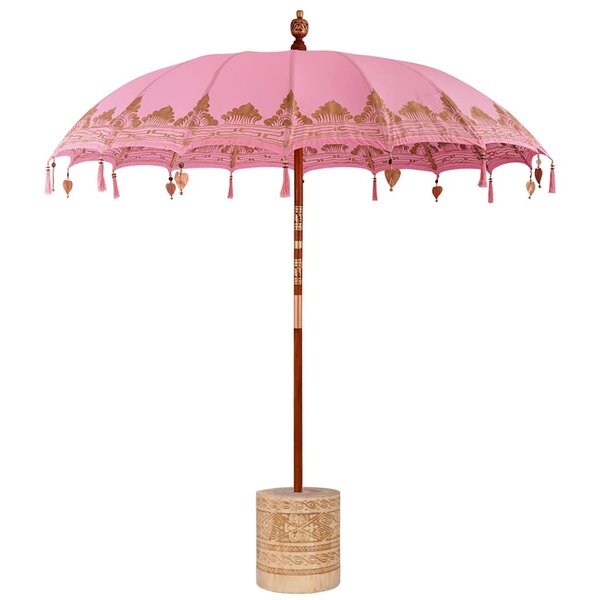 vidaXL Parasol balinais 260 Rose 210-220 cm Coton et bois massif