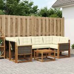 vidaXL Ensemble de canapés d'extérieur 7 Pièces Naturel et Crème