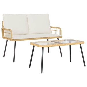 vidaXL Ensemble de salle à manger pour jardin 2 Pièces Naturel polyrotin