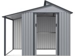 Abri de jardin métal avec pergola "Madras" - 5.64 m² - 193 x 292 x 229 cm - Gris