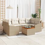 vidaXL Ensemble de canapé de jardin 7 Pièces Beige  blanc