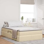 vidaXL Lit avec rangement et matelas Crème 120 x 200 cm Polyester