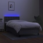vidaXL Sommier à lattes de lit avec matelas et LED Gris foncé 80x200cm
