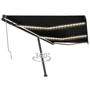 vidaXL Auvent automatique capteur de vent et LED 600x300 cm Anthracite