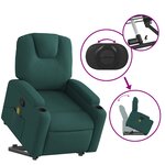 vidaXL Fauteuil inclinable de massage Vert foncé Tissu