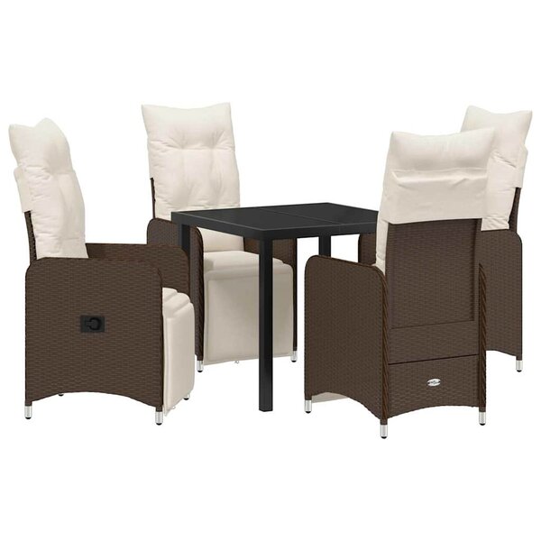 vidaXL Ensemble de salle à manger pour jardin 5 Pièces Marron Poly rotin