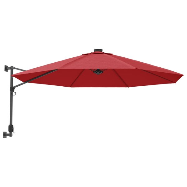 vidaXL Parasol mural avec LED rouge vif 290 cm