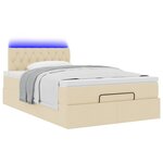 vidaXL Lit ottoman avec matelas et LED crème 120x190 cm tissu