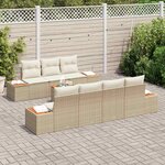 vidaXL Ensemble de canapé de jardin 8 Pièces Beige Poly rotin