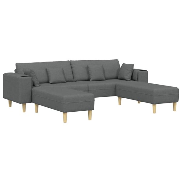 Sofa en tissu avec coussin 3 Pièces Gris foncé 208 cm tissu