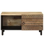 vidaXL Table basse noir 80x50x40 cm bois de manguier massif brut