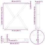 vidaXL Pieds de table à manger 2 pièces Anthracite 80 x (72-73 3) cm Acier