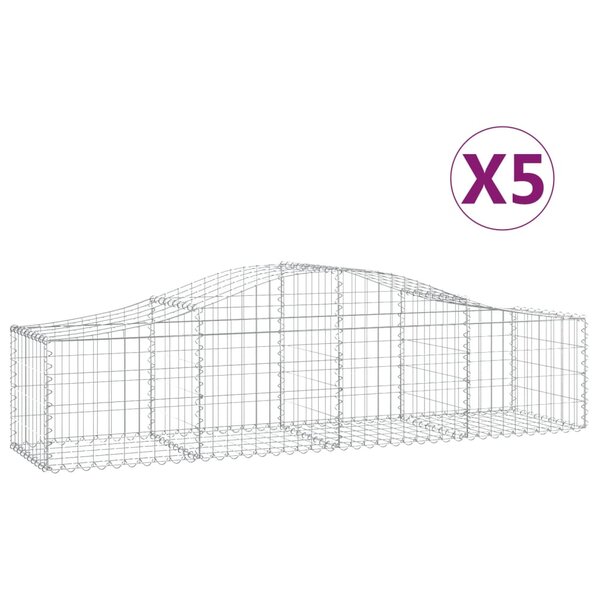vidaXL Paniers à gabions arqués 5 Pièces 200x50x40/60 cm fer galvanisé