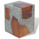vidaXL Tabouret Bois de teck massif et résine