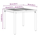 Table de jardin vidaXL 90x90x75 cm en bois d'acacia massif et métal