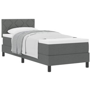 vidaXL Lit à ressorts avec tête de lit Gris foncé 80 x 200 cm tissu