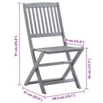 vidaXL Chaises pliables d'extérieur lot de 8 et coussins Bois d'acacia