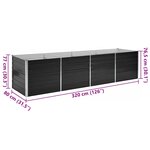 vidaXL Lit surélevé de jardin Anthracite 320x80x77 cm Acier galvanisé