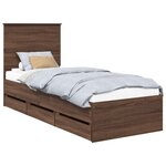 vidaXL Cadre de lit avec tiroir Chêne brun 75 x 190 cm Bois Ingénierie