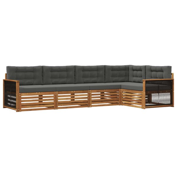 vidaXL Ensemble de canapés d'extérieur 5 pc Naturel et Anthracite