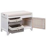 vidaXL Banc d'entrée Blanc 70 x 33 5 x 45 cm Bois de Paulownia