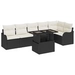 vidaXL Ensemble de canapé de jardin avec coussin 7 Pièces Noir Poly rotin
