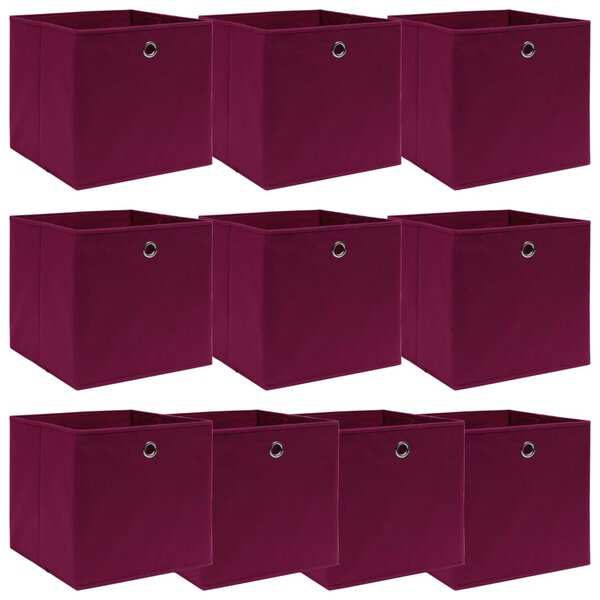 vidaXL Boîtes de rangement 10 Pièces Rouge foncé 32x32x32 cm Tissu
