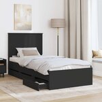 vidaXL Cadre de lit avec tiroir Noir 90 x 200 cm Bois Ingénierie