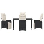 vidaXL Ensemble de Salle à Manger de Jardin 5 Pièces avec Coussins Noir en Rattan Synthétique.