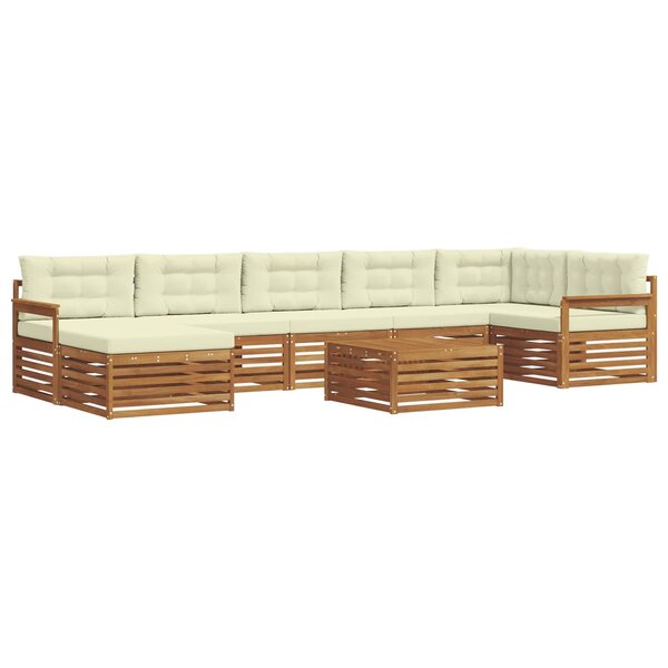 vidaXL Ensemble de canapés d'extérieur 8 pc Naturel et Crème