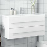 vidaXL Armoire lavabo de salle de bain avec bassin intégré blanc