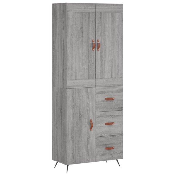 vidaXL Buffet haut Sonoma gris 69 5x34x180 cm Bois d'ingénierie