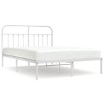 vidaXL Cadre de lit métal avec tête de lit blanc 135x190 cm