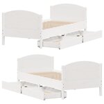 vidaXL Cadre de lit sans matelas blanc 75x190 cm bois de pin massif
