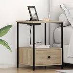 vidaXL Table de nuit avec station de chargement 2 Pièces Chêne sonoma
