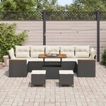 vidaXL Ensemble de canapé de jardin 10 Pièces Noir polyrotin