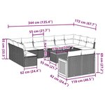 vidaXL Salon de jardin avec coussins 13 Pièces noir résine tressée