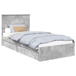 vidaXL Lit de Rangement Gris béton 90 x 200 cm Bois d'ingénierie