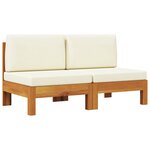 vidaXL Canapés centraux 2 Pièces avec coussins blanc crème Acacia solide