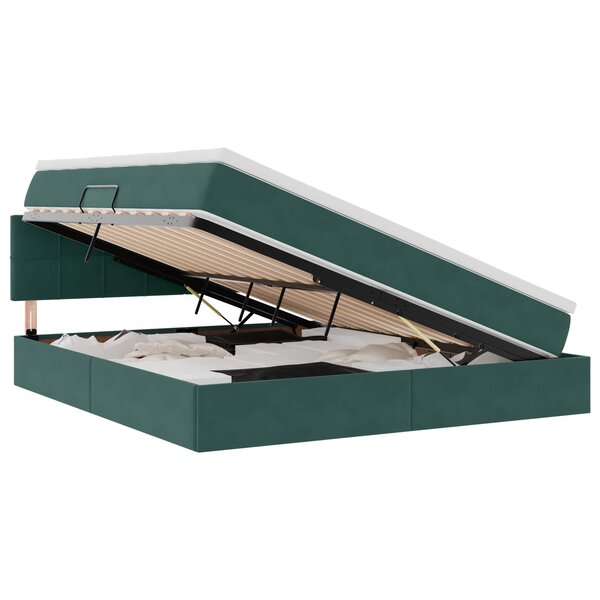 vidaXL Lit de Rangement avec matelas Vert foncé 180 x 200 cm Velours