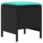 vidaXL Pouf de Jardin 2 Pièce Noir et turquoise 38 x 38 x 45 cm
