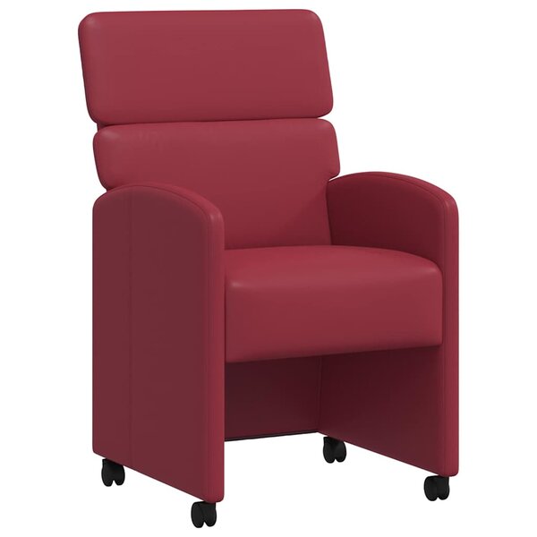 vidaXL Chaises de Salle à Manger avec Roues 2 pc Simili cuir Bordeaux