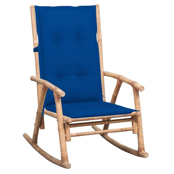 vidaXL Chaise à bascule avec coussin Bambou