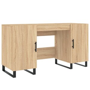 Bureau table poste de travail meuble d'ordinateur informatique étude chêne sonoma 140 x 50 x 75 cm bois d'ingénierie brun 02_0023653